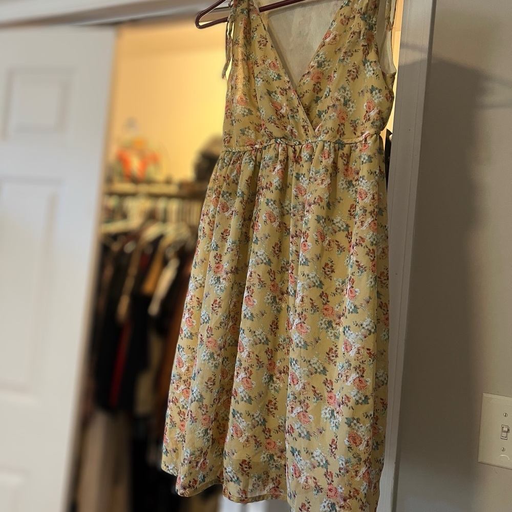 Forever 21 Floral Mini Dress - Yellow and Pink